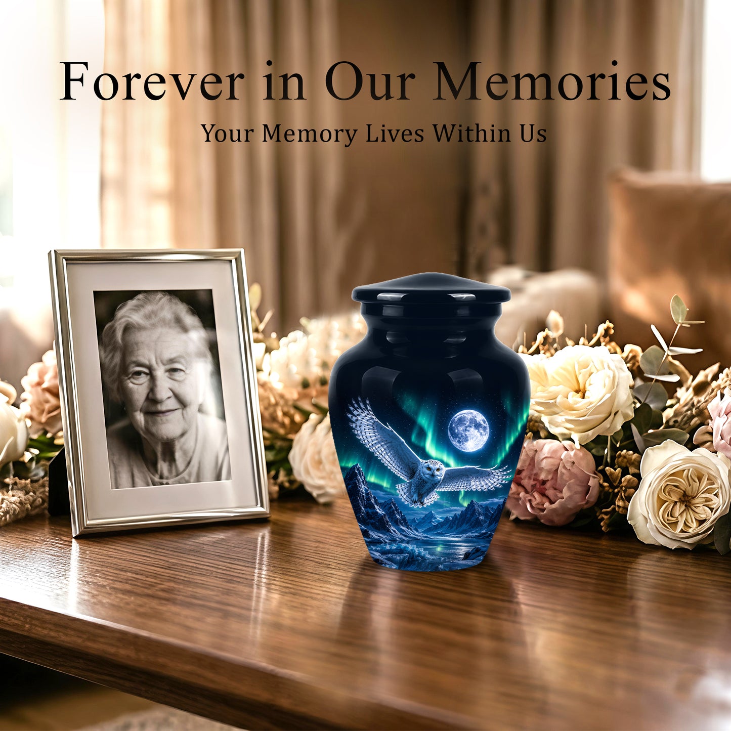 Flying Owl Adult Memorial Urn - Artistic Handcrafted Burial Urns For Ashes