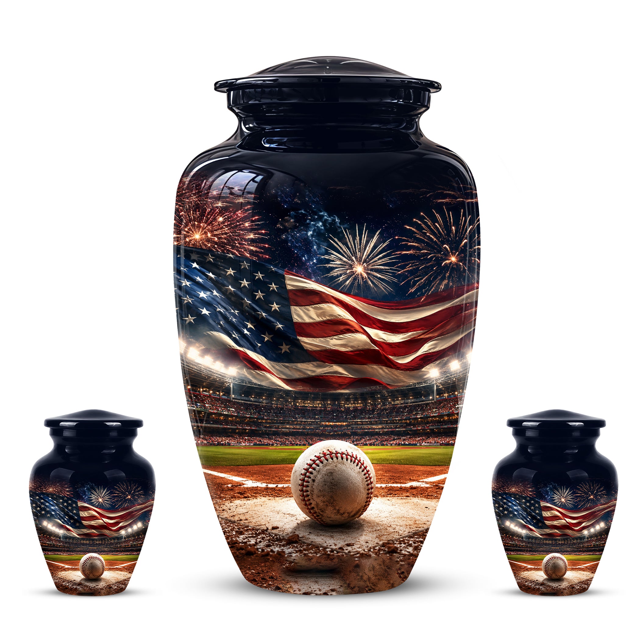 Personalized Baseball Urn with American Flag – Patriotic Urn for Human Ashes