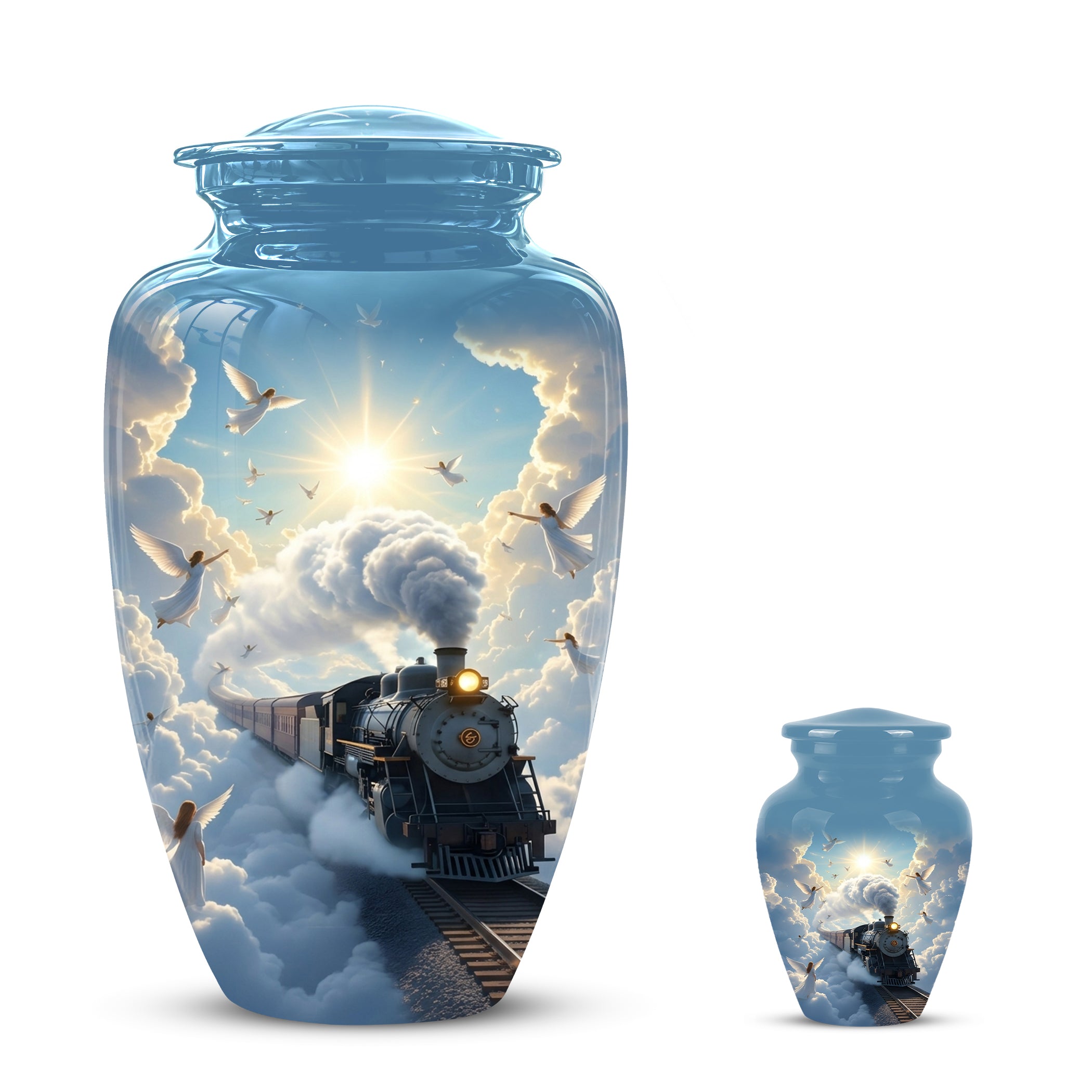 Heavenly Train Cremation Urn – Angel Clouds Memorial Urns For Ashes