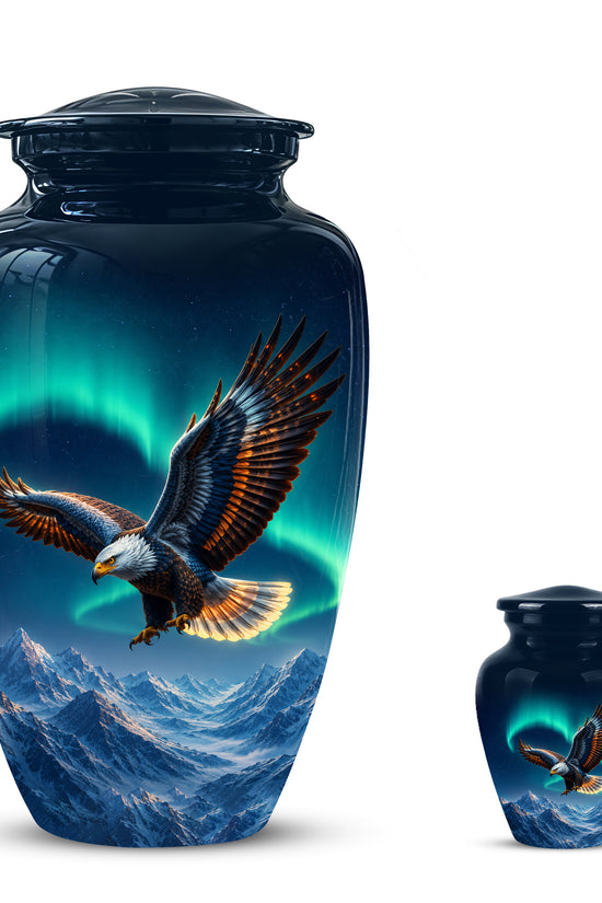Majestic Eagle Blue Cremation Urn - Personalized Northern Lights Urns