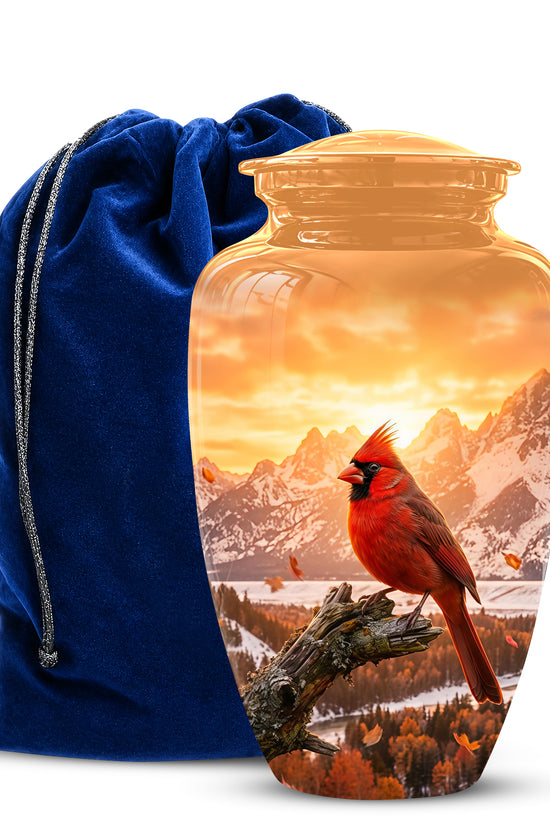 Red Cardinal Bird Burial Urn - Personalized Handcrafted Urns For Ashes