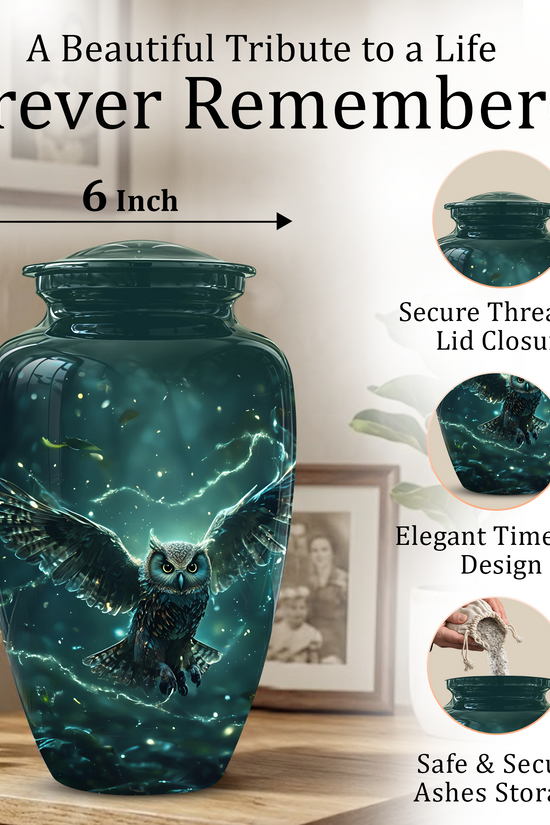 Flying Owl Cremation Urn - Night Owl Burial Urns For Human Ashes