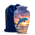 Blue Dolphin Themed Urn - Sunset Custom Funeral Urns For Human Ashes