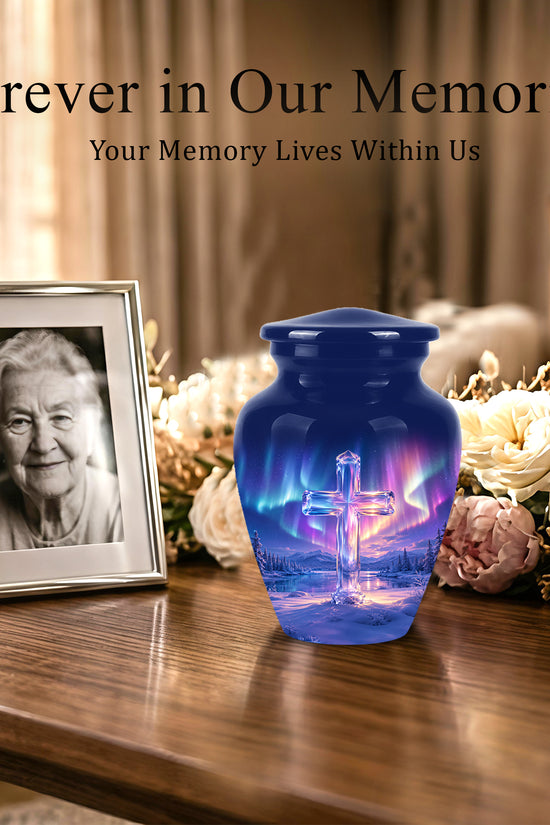 Celestial Cross Cremation Urn for Ashes – Peaceful Tribute Memorial Urn