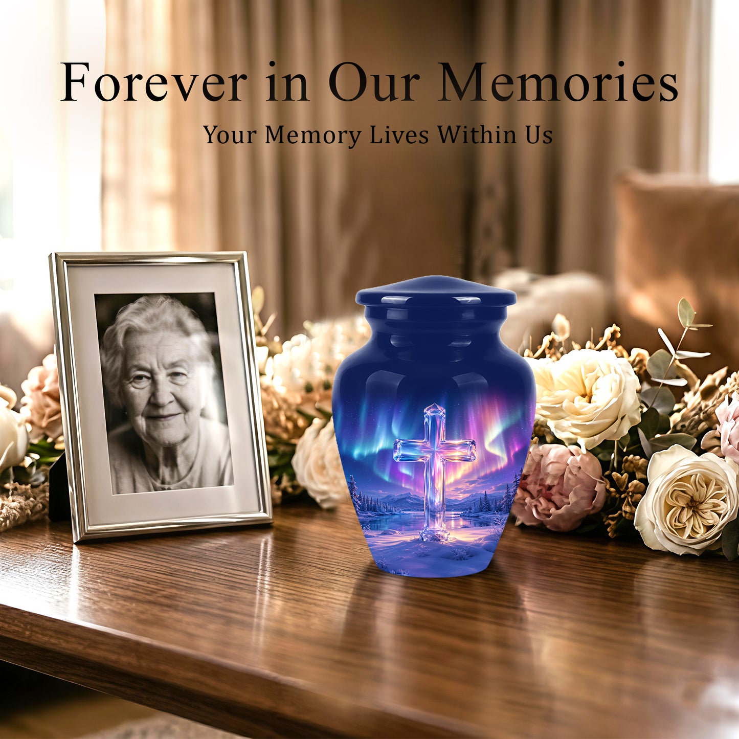 Celestial Cross Cremation Urn for Ashes – Peaceful Tribute Memorial Urn