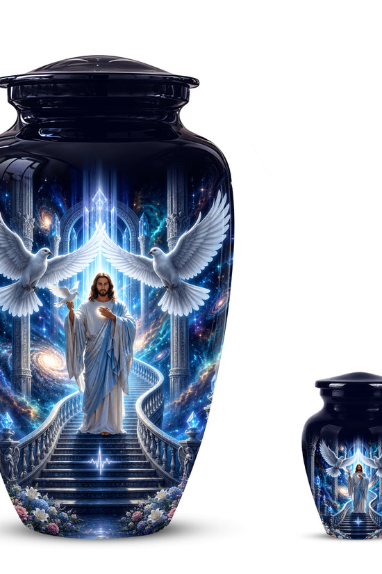 Jesus & White Dove Cremation Urn - Custom Spiritual Urns On Wholesale Price