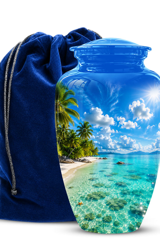 Beach Themed Memorial Urn - Beautifully Handcrafted Urns For Human Ash