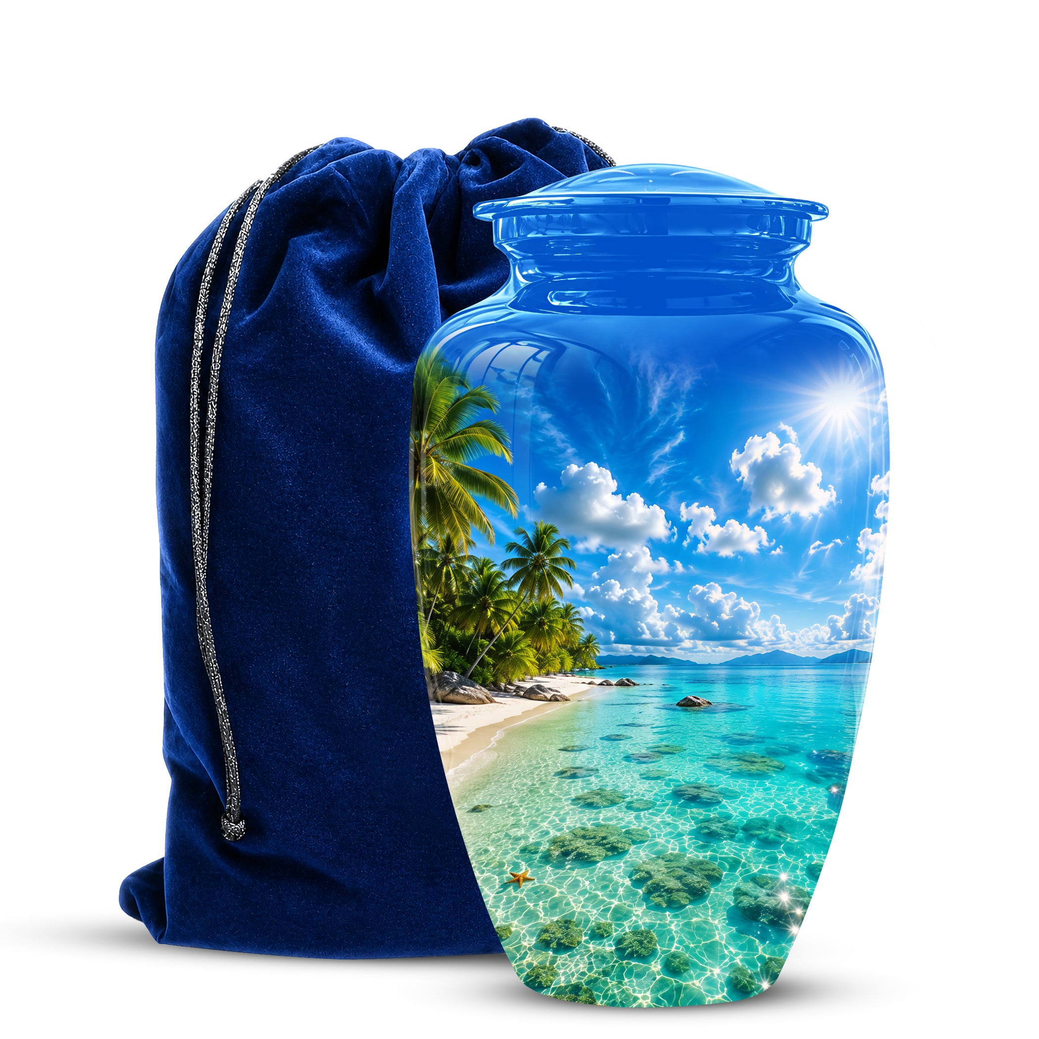 Beach Themed Memorial Urn - Beautifully Handcrafted Urns For Human Ash