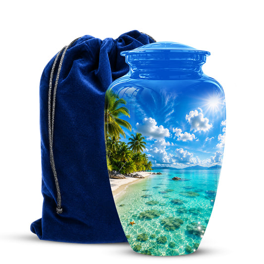 Beach Themed Memorial Urn - Beautifully Handcrafted Urns For Human Ash
