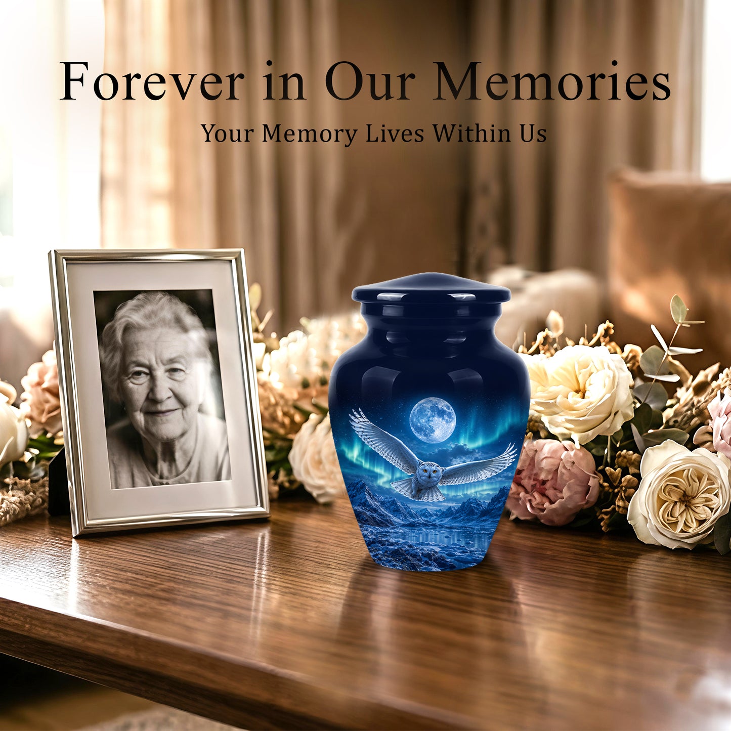 Flying Owl Memorial Urn - Night Owl Cremation Urns For Human Ashes