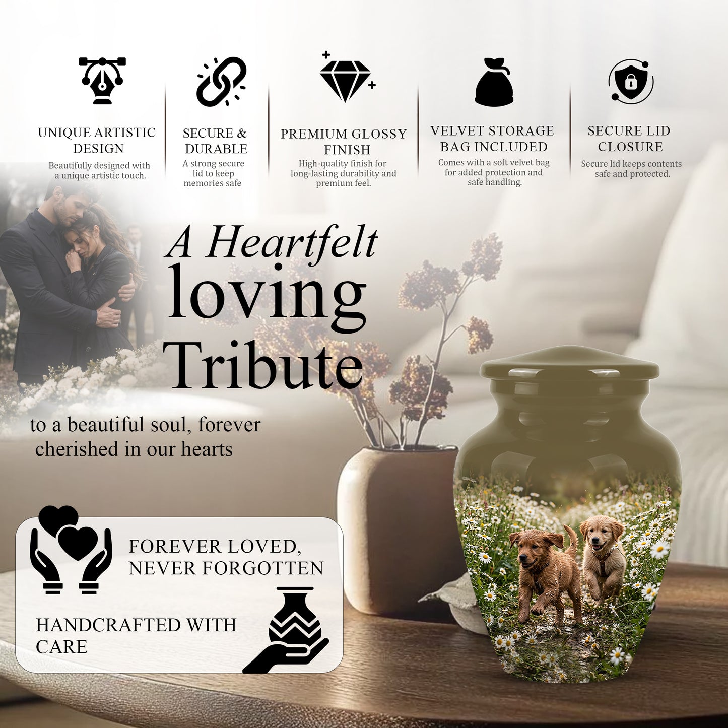 Playful Dog Puppy Urn - Personalized Memorial Urns For Pet Ashes