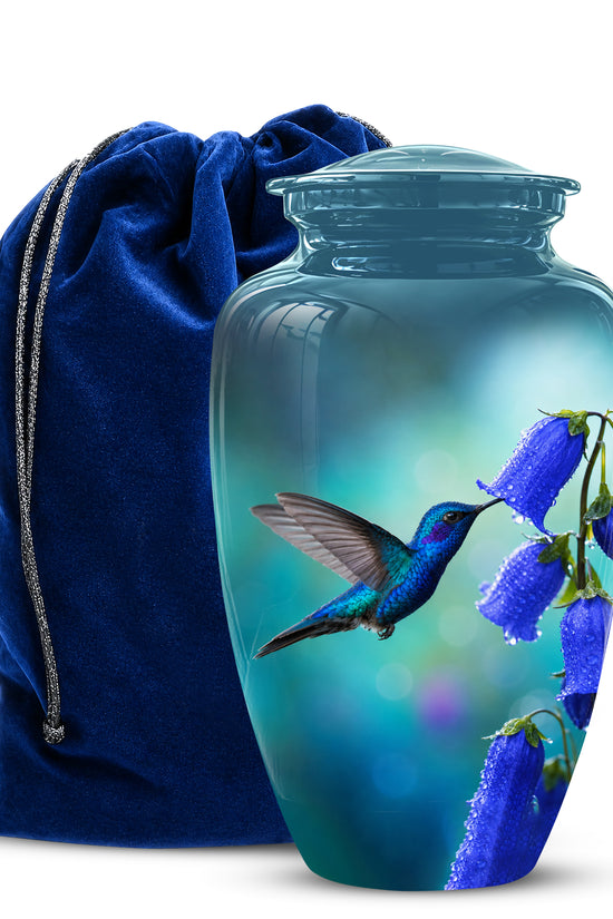Blue Hummingbird Custom Urn - Majestic Funeral Urns For Ashes On Sale