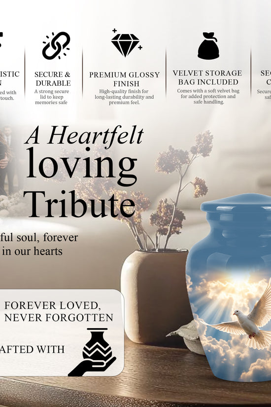 White Dove Bird Themed Urn - Custom Handcrafted Memorial Urns For Ashes