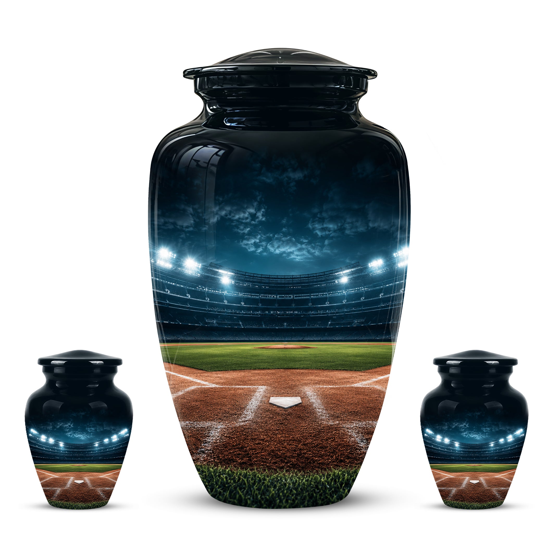 Personalized Baseball Ground Cremation Urn - Aluminium Memorial Urns