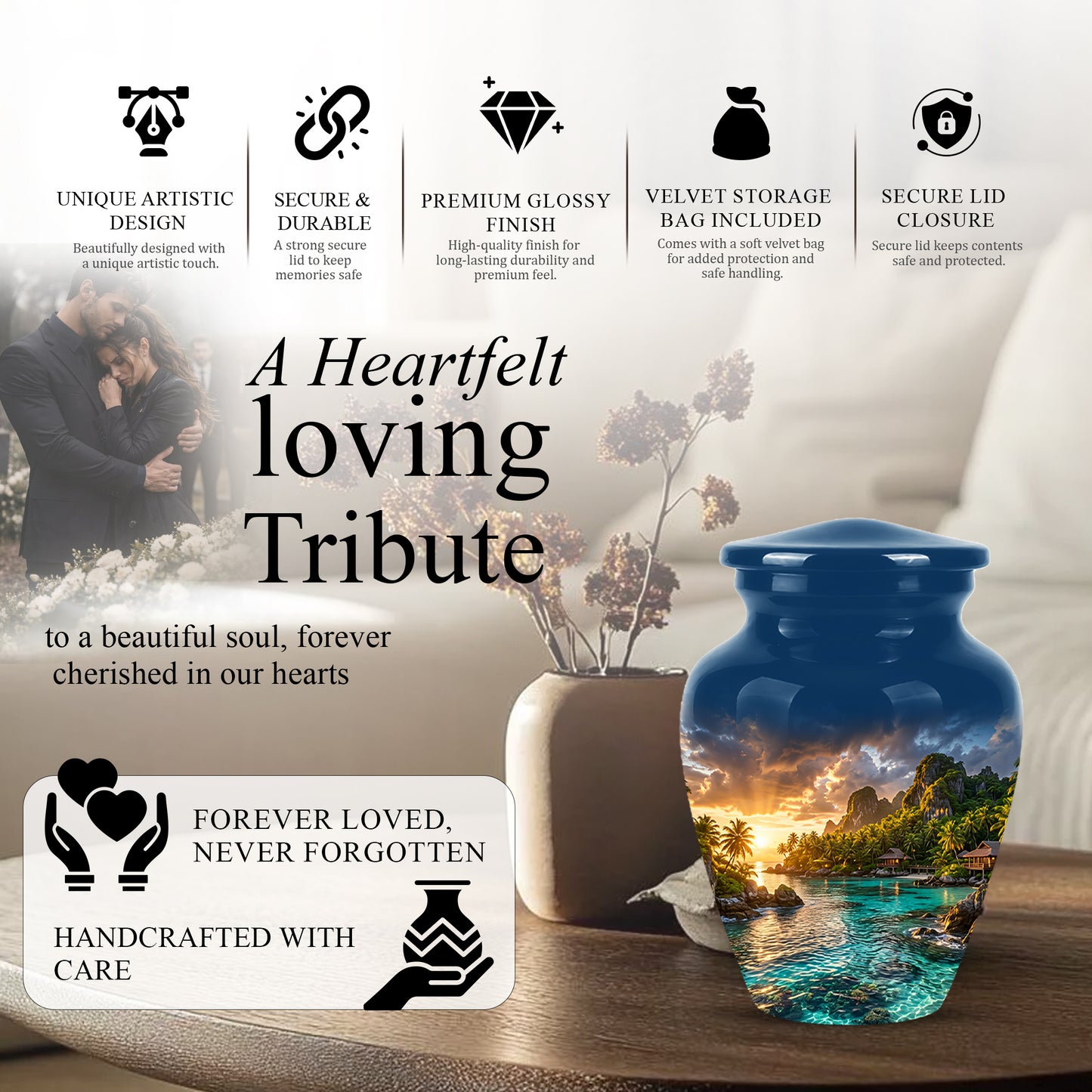 Beach Urns For Ashes - Sunset Scenic Memorial Urns For Nature Lovers