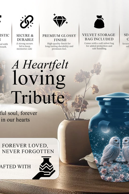 Snowy Owl Couple Memorial Urn - Majestic Couple Urns For Loved Ones