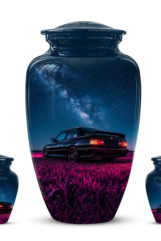 Neon Sports Car Memorial Urn - Custom Galaxy Night Urns For Car Lovers