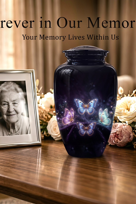Flying Butterfly Urns For Mom Ashes - Handcrafted Black Cremation Urns