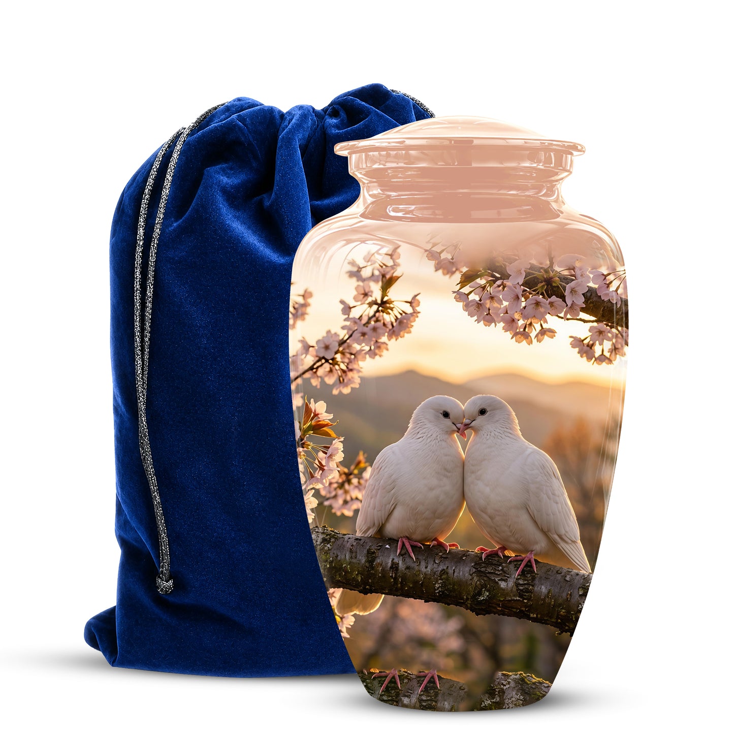 White Couple Dove - Peaceful Memorial Urns To Tribute Lover's Ashes