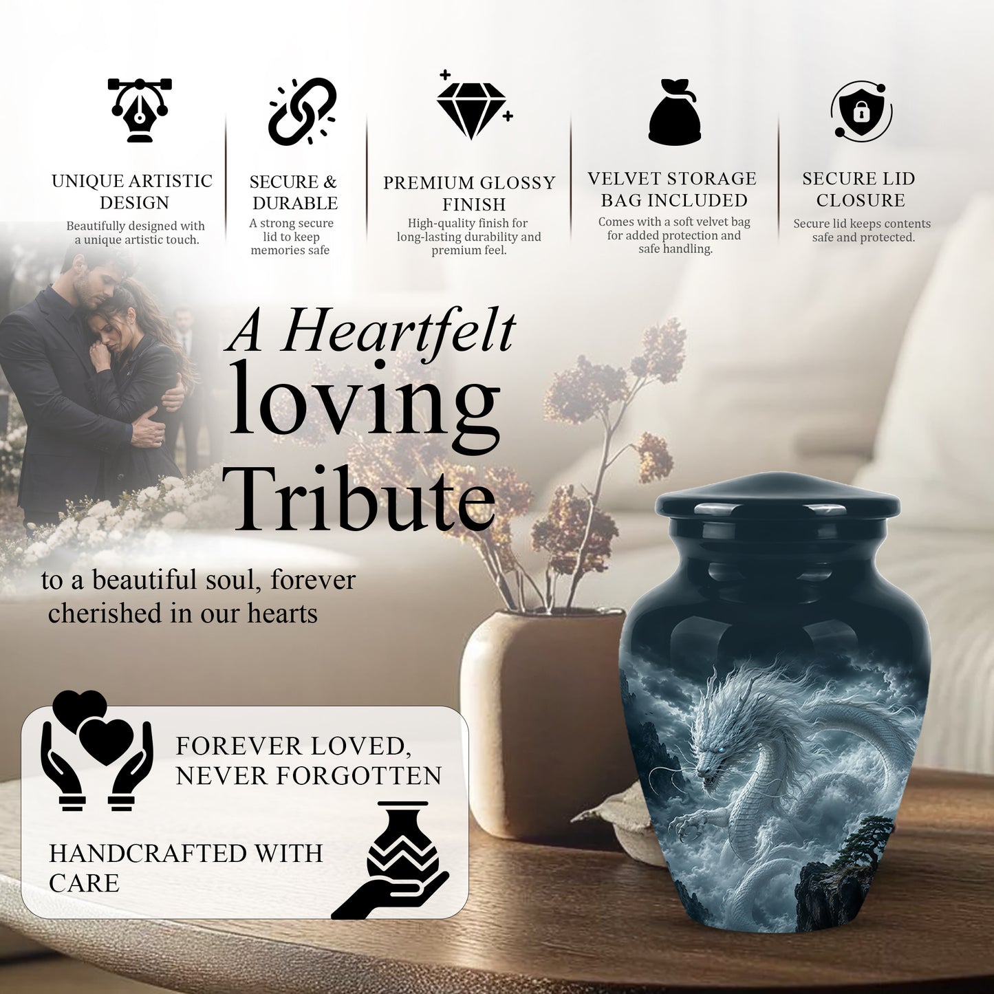 Dragon Cremation Urn = Custom Artistic Adult Memorial Urns For Ashes
