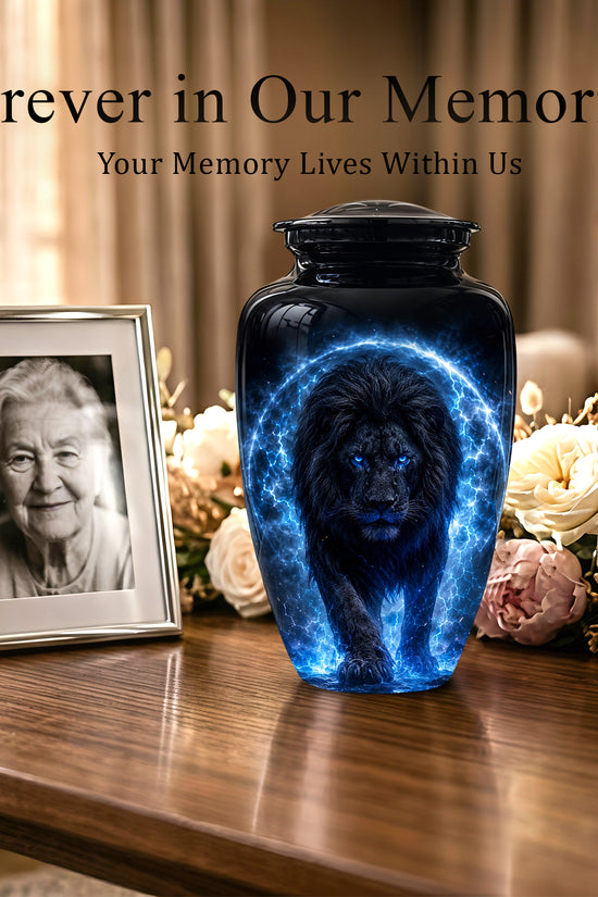Black Lion Cremation Urns - Personalized Memorial Urns For Human Ashes