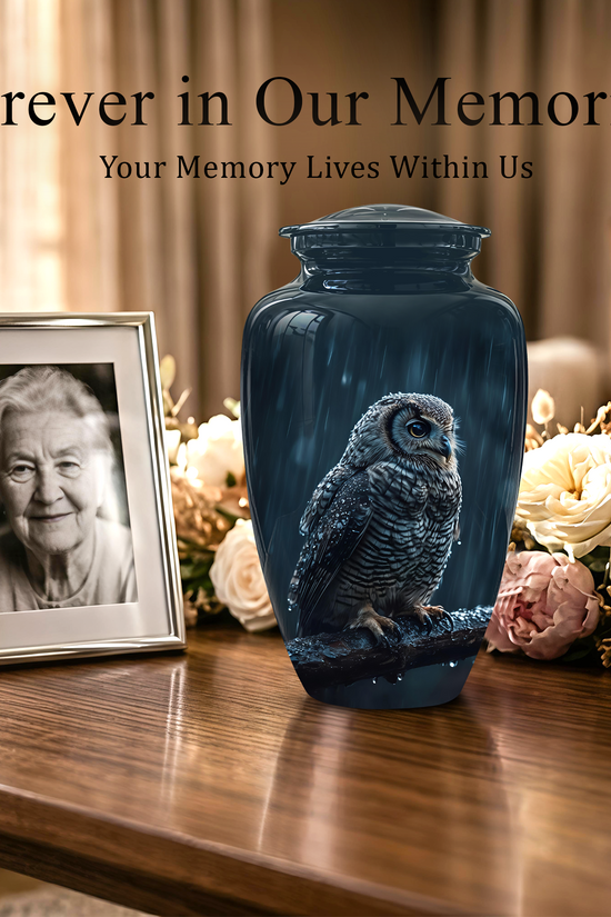 Snowy Owl Cremation Urn - Night Owl Burial Urns For Human Ashes