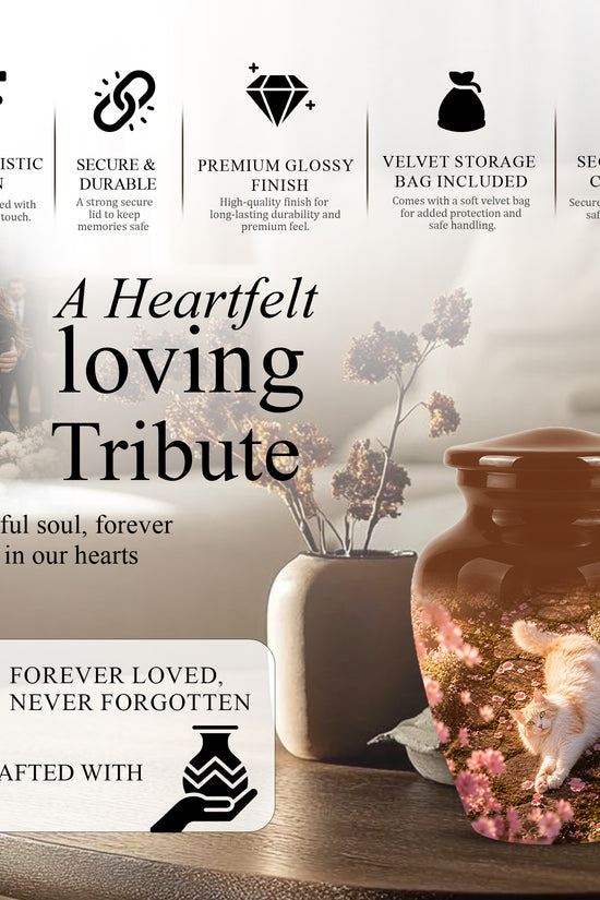 Fluffy Cat Cremation Urn - Custom Burial Memorial Urns On Sale