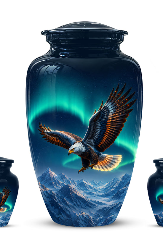 Majestic Eagle Blue Cremation Urn - Personalized Northern Lights Urns