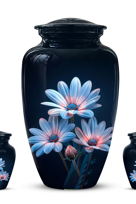 Blue Flower Memorial  Urn - Beautifully Crafted Urns To Tribute Ashes