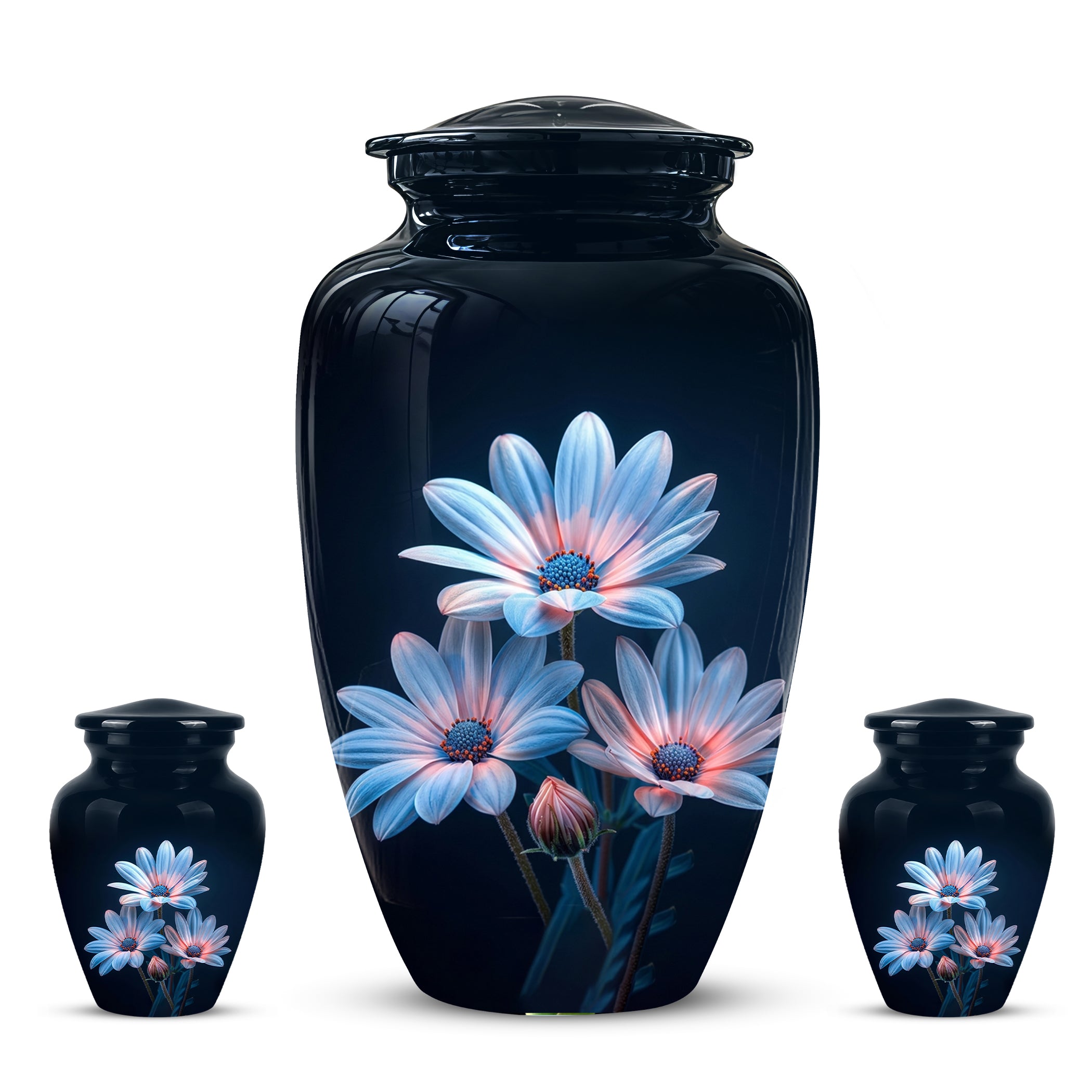 Blue Flower Memorial  Urn - Beautifully Crafted Urns To Tribute Ashes
