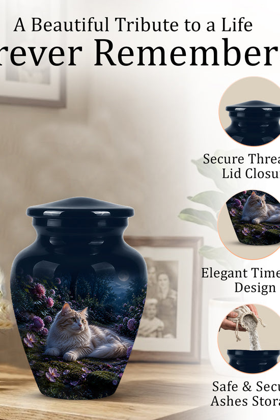 White Cat Memorial Urn - Beautiful Eternal Rest Urns For Pet Ashes