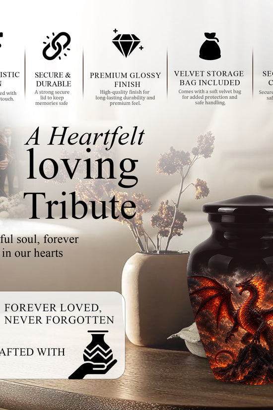 Dragon Fire Cremation Urn - Mythical Dragon Urn For Men & Women Ashes