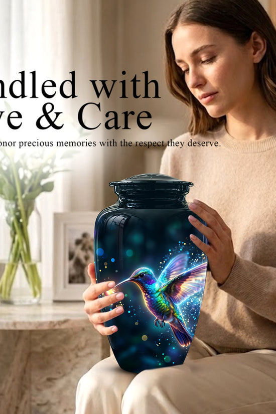 Celestial Colorful Hummingbird Cremation Urn - Majestic Funeral Urns