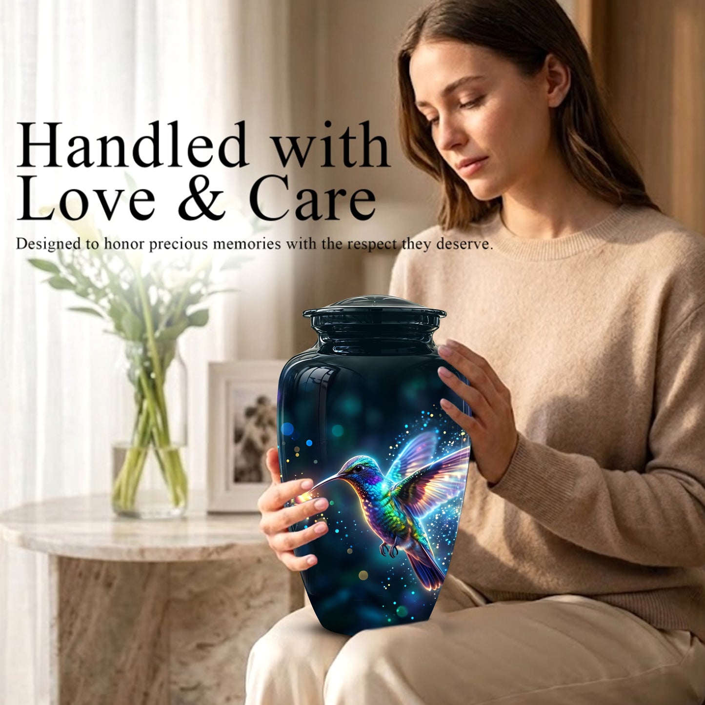 Celestial Colorful Hummingbird Cremation Urn - Majestic Funeral Urns