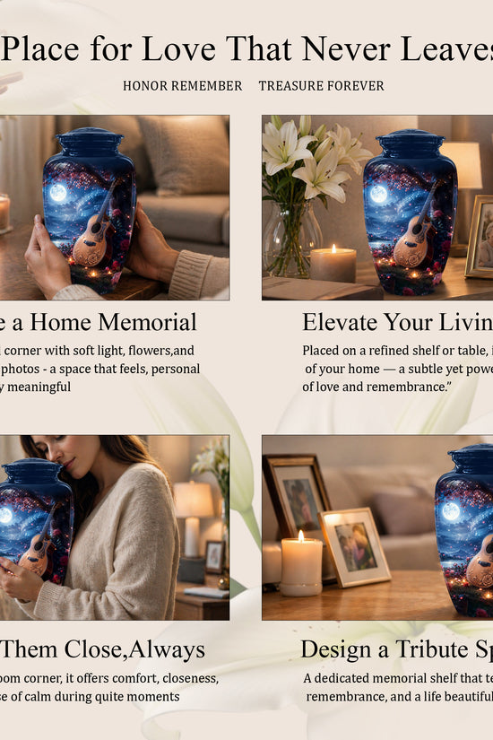 Artistic Guitar Memorial Urn - Beautifully Handcrafted Urns For Humans