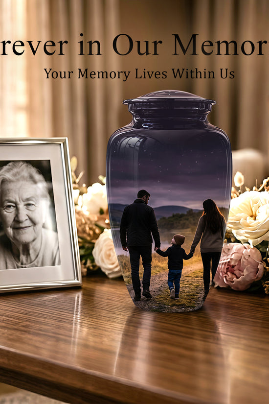 Dad, Son & Mom Cremation Urn - Artistic Night Burial Urns For Human Ashes