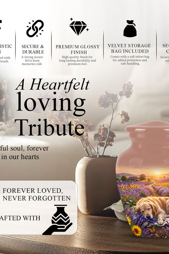 Golden Retriever Gog Memorial Urn - Personalized Pet Urns For Ashes