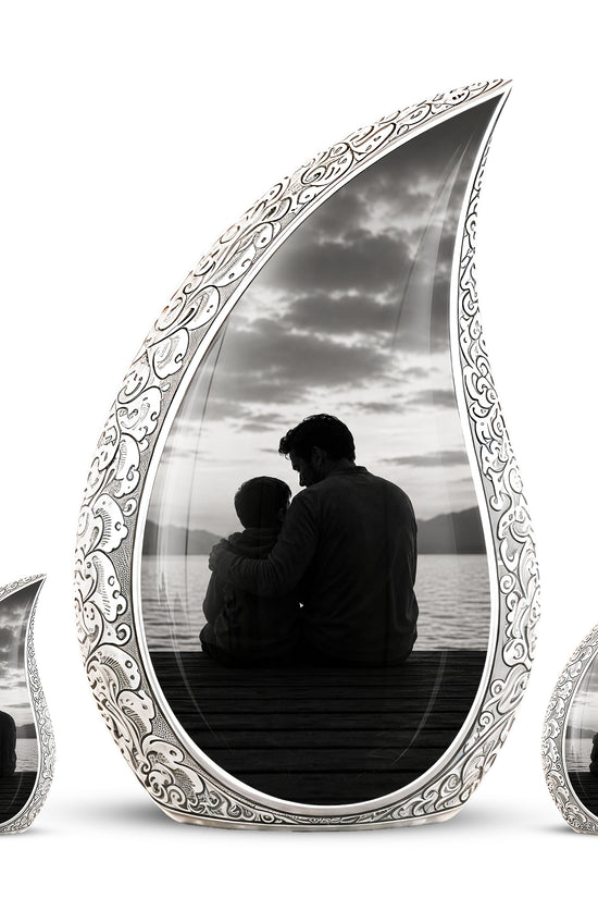 Handcrafted Father Memorial Urn - Black Personalized Urn For Dad Ashes