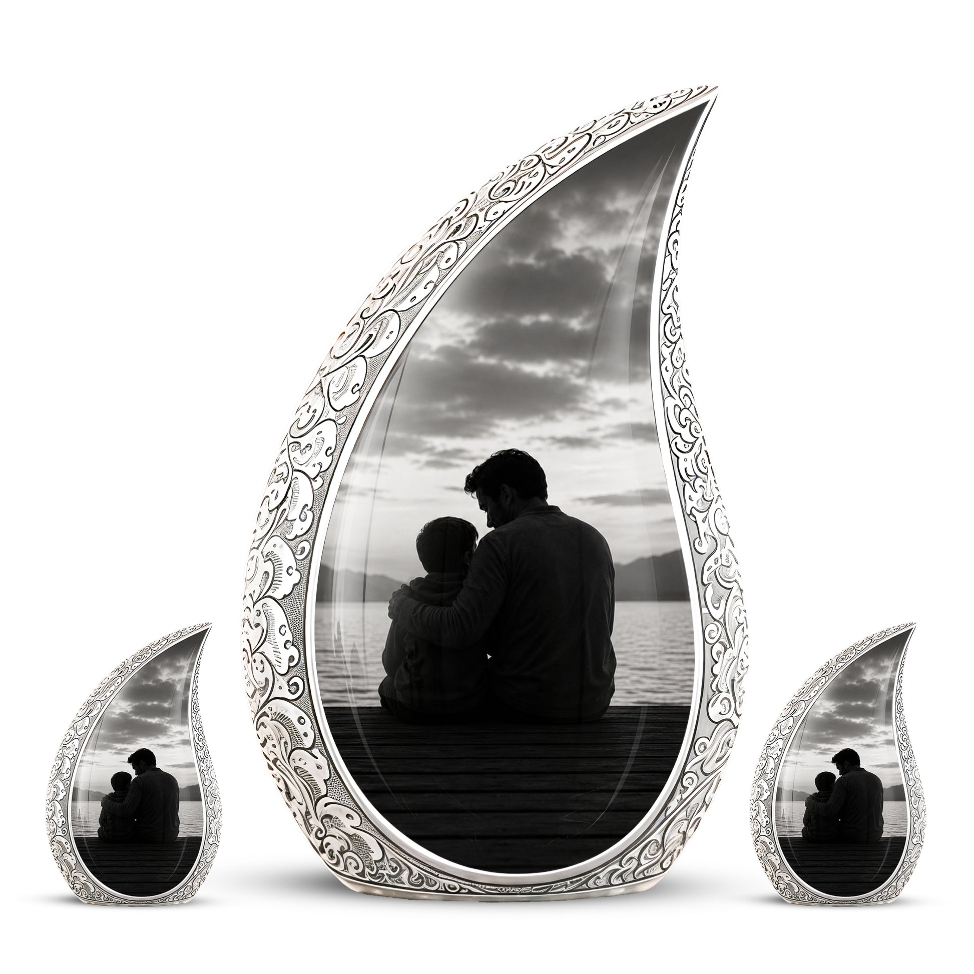 Handcrafted Father Memorial Urn - Black Personalized Urn For Dad Ashes