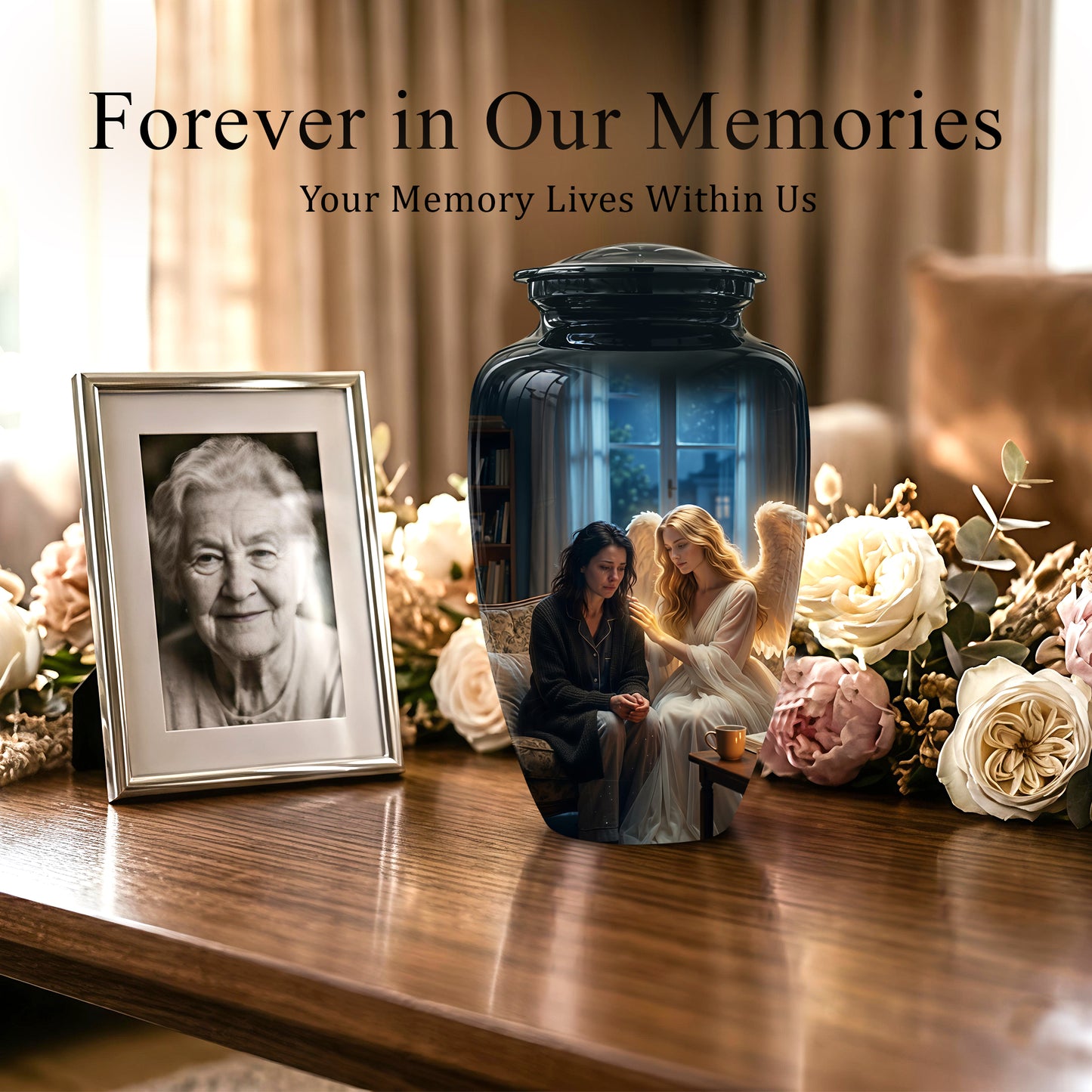 Black Angel Burial Urns - Personalized Memorial Urns For Mother Ashes