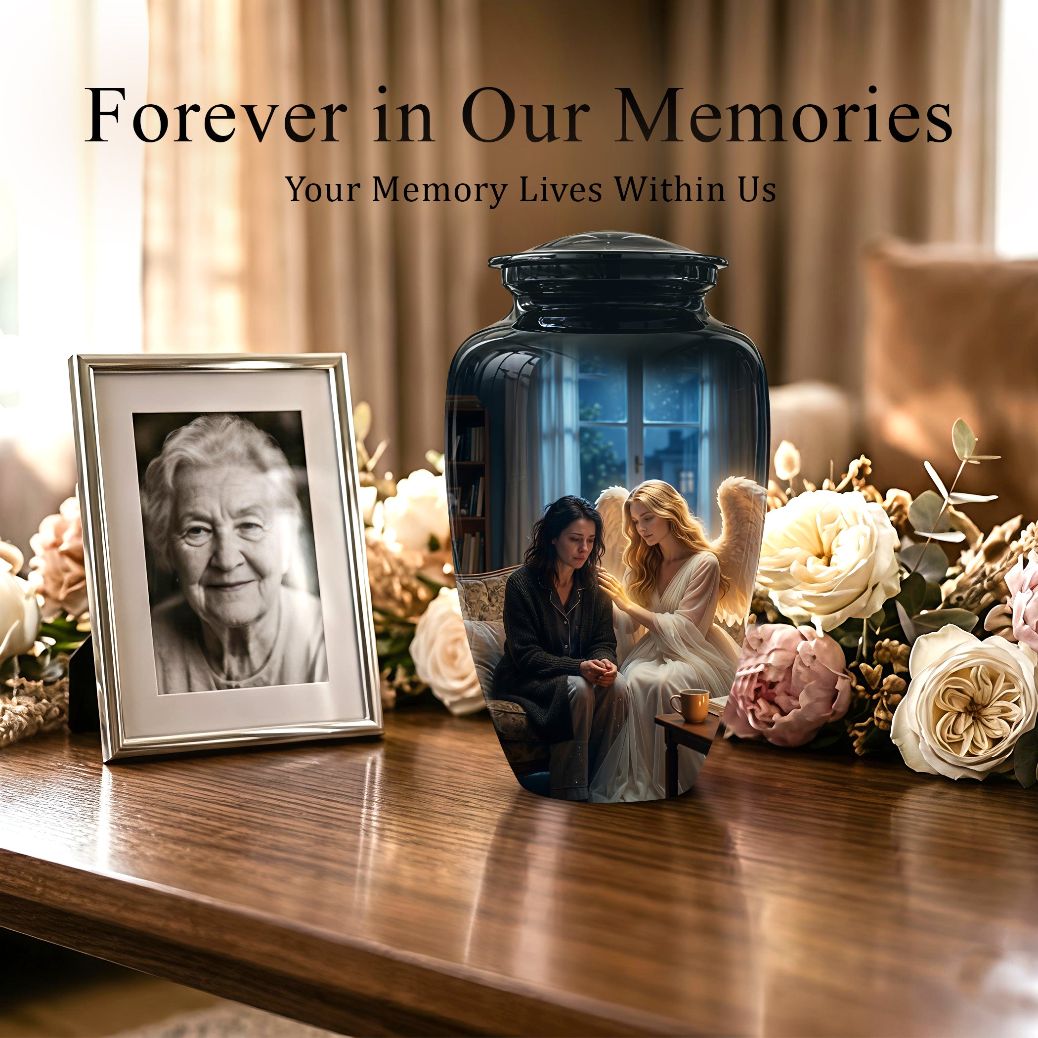 Black Angel Burial Urns - Personalized Memorial Urns For Mother Ashes
