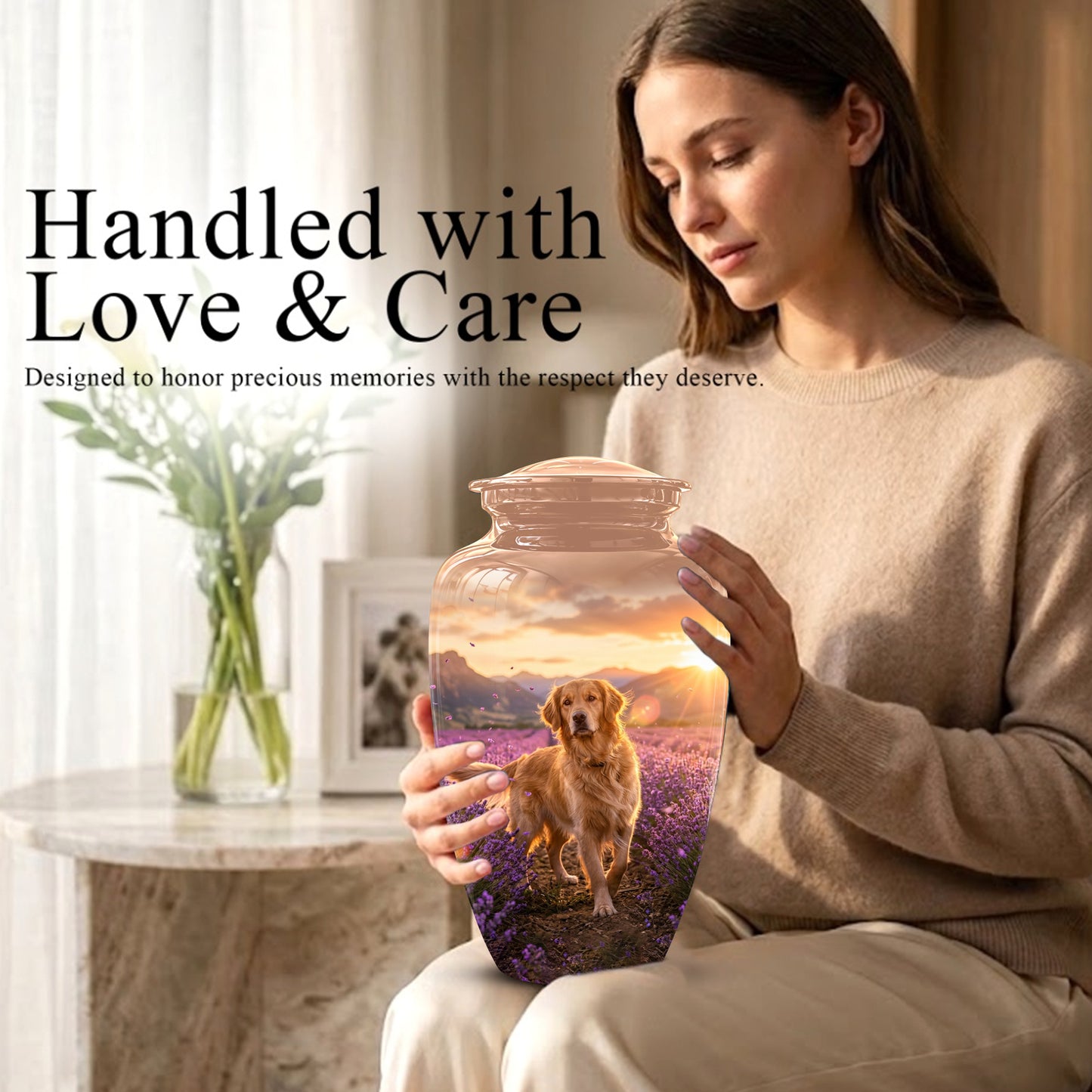 Golden Retriever Memorial Urn - Eternal Resting Urn For Pet Dog Ashes