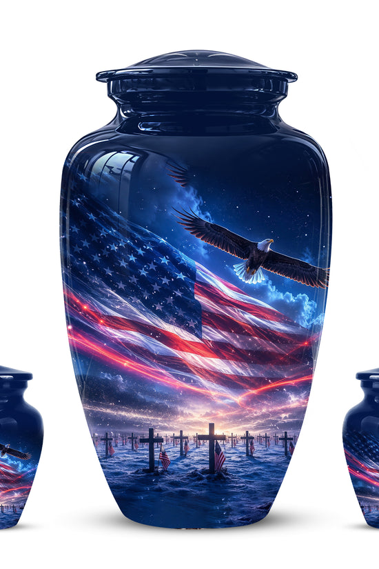 Personalized American Flag Cremation Urn for Ashes – Custom Military Memorial Urn