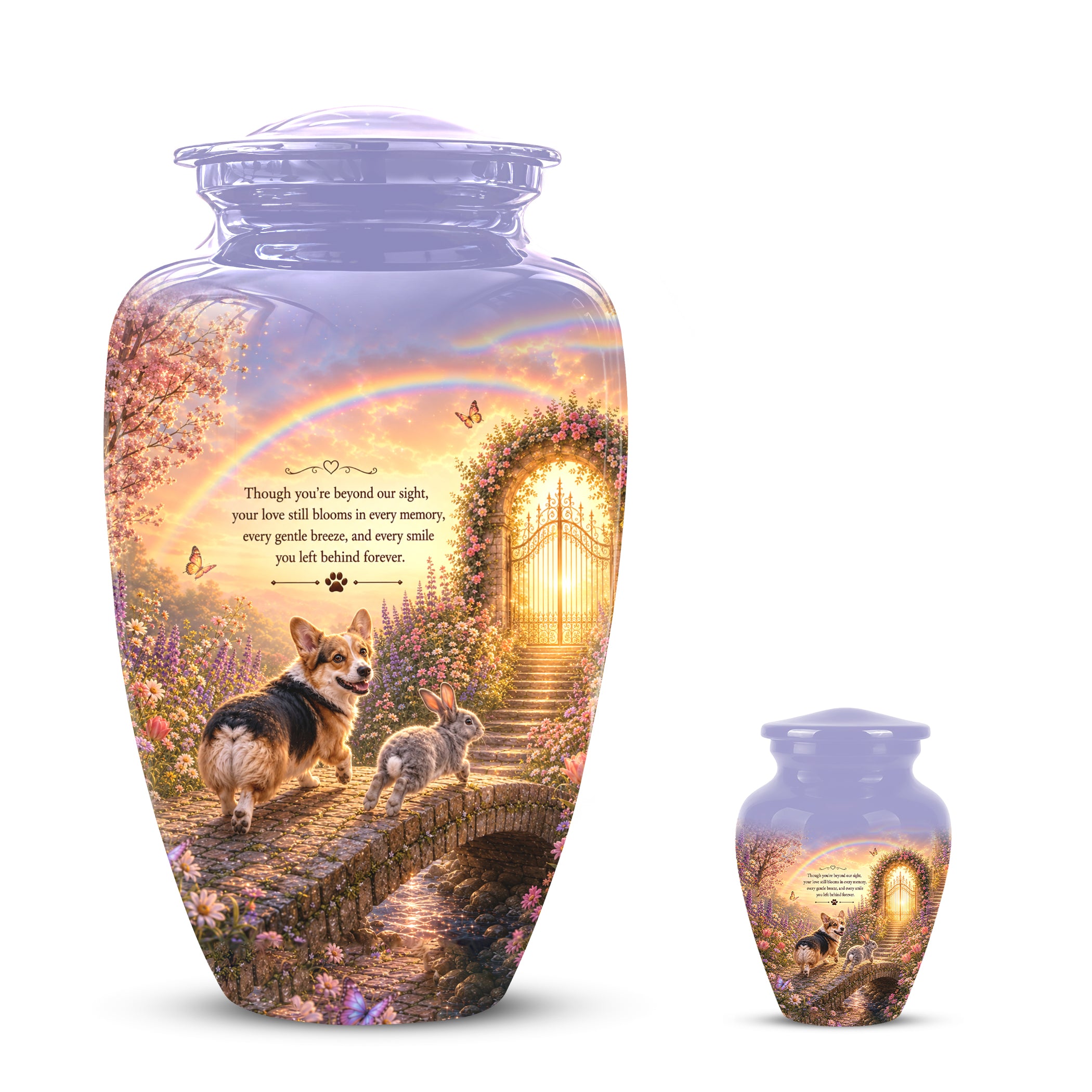 Rainbow Bridge Pet Memorial Urn – Personalized Urn For Dog & Cat