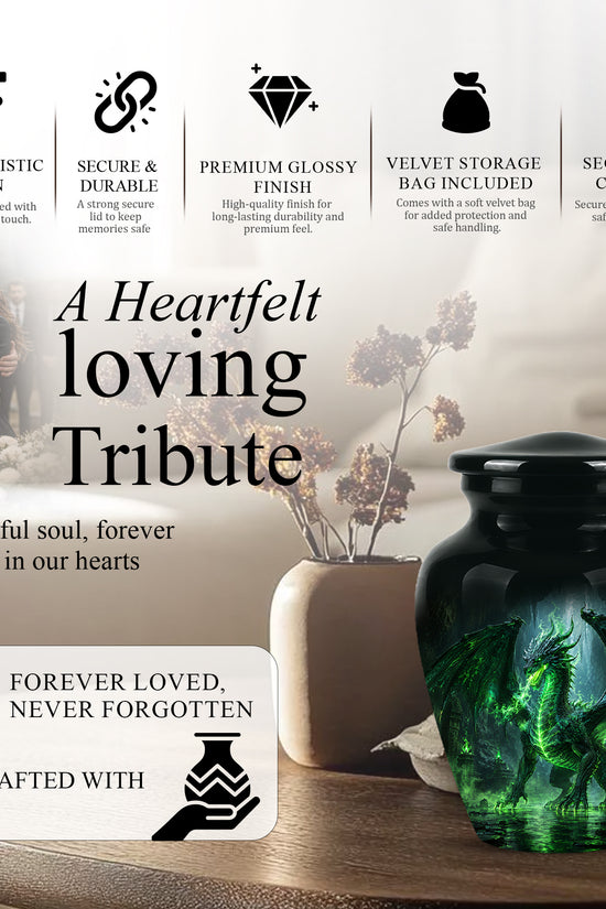 Dragon Themed Urn - Mythical Artistic Memorial Urns For Human Ashes