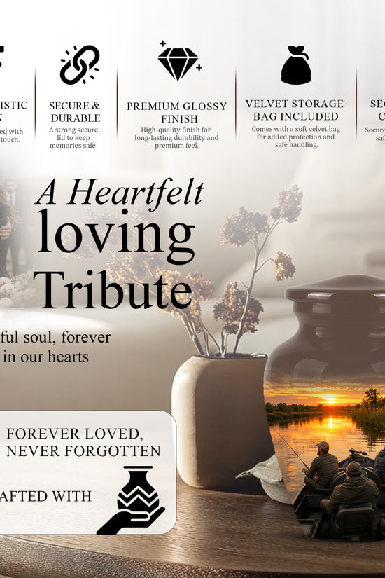 Fisherman Sunset Cremation Urn - Personalized Burial Urns For Ashes