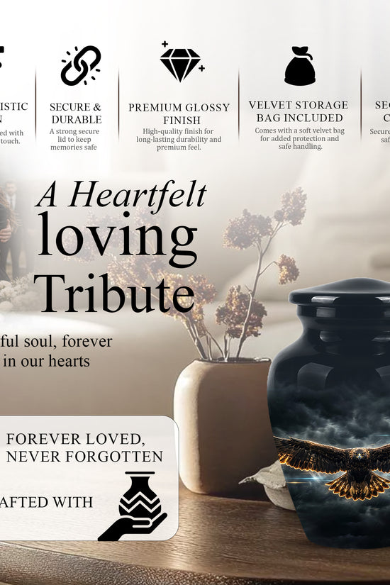 Flying Eagle Memorial Urn - Handcrafted Custom Urns For Human Ashes