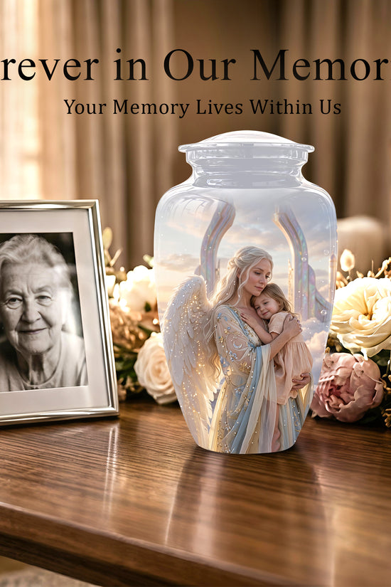 Angel Mother With Child Memorial Urn - Artistic Cremation Urns For Mom