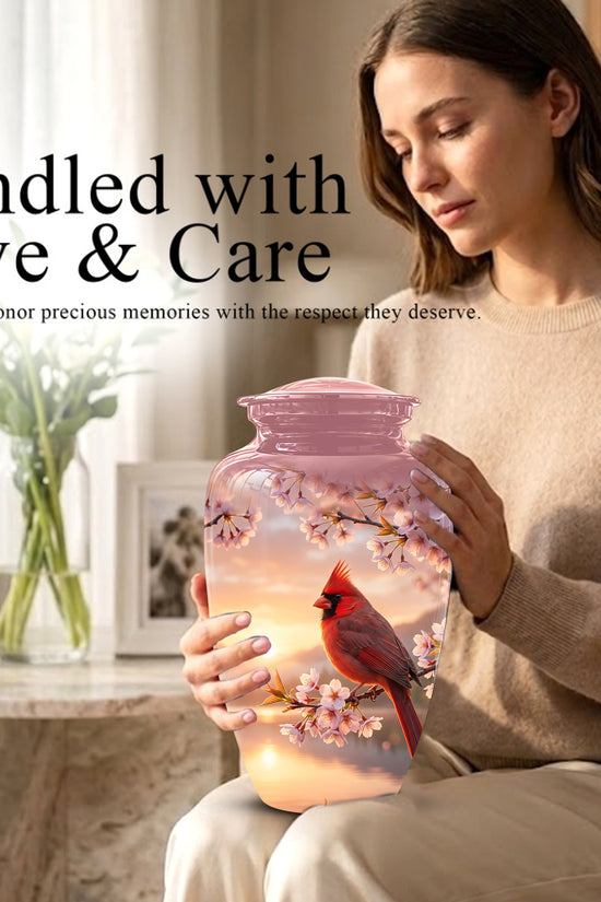 Cardinal Bird Themed Urn - Beautiful Memorial Urns For Spiritual Ashes