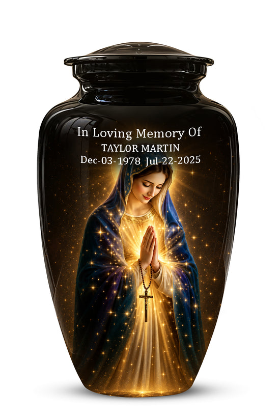 Religious Virgin Mary Cremation Urn - Personalized Urns For Mom Ashes